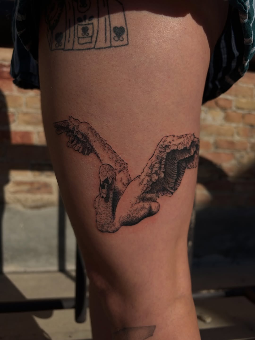 Blackwork swan tattoo by Rose Hayes